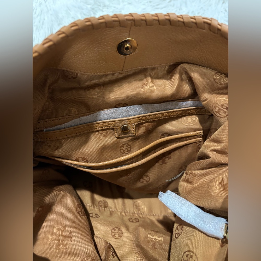 Tory Burch Marion Bark Brown Pebbled Leather  Bag - NWT - Picture 8 of 15